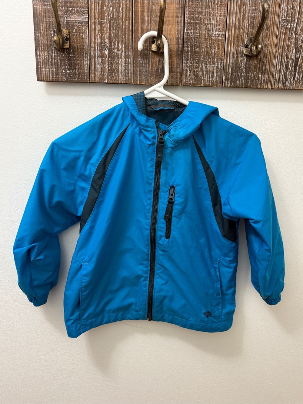 Columbia Kids Hooded Rain Jacket - Bright Blue with Black Accents